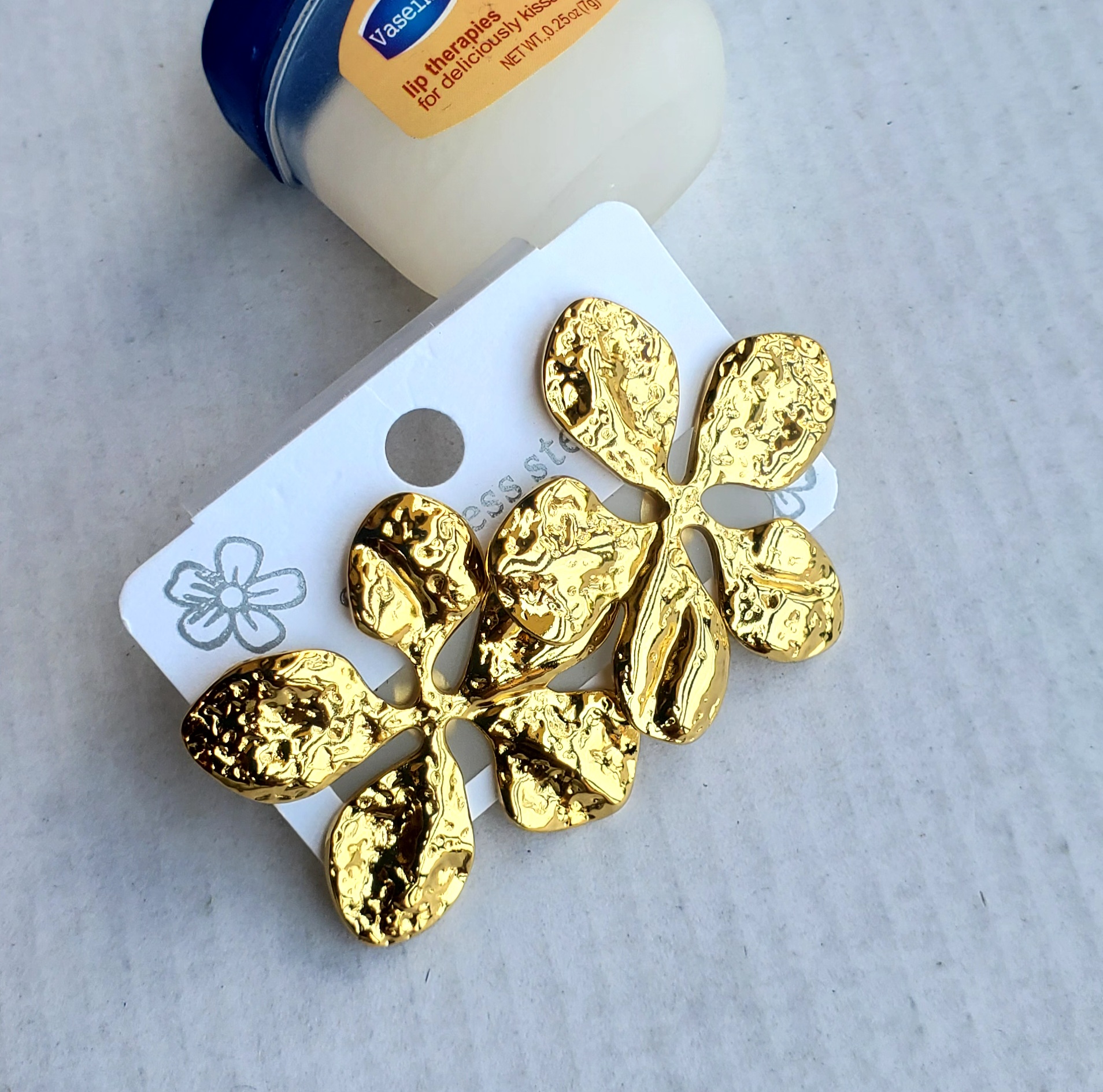 Five Petal Gold Earrings