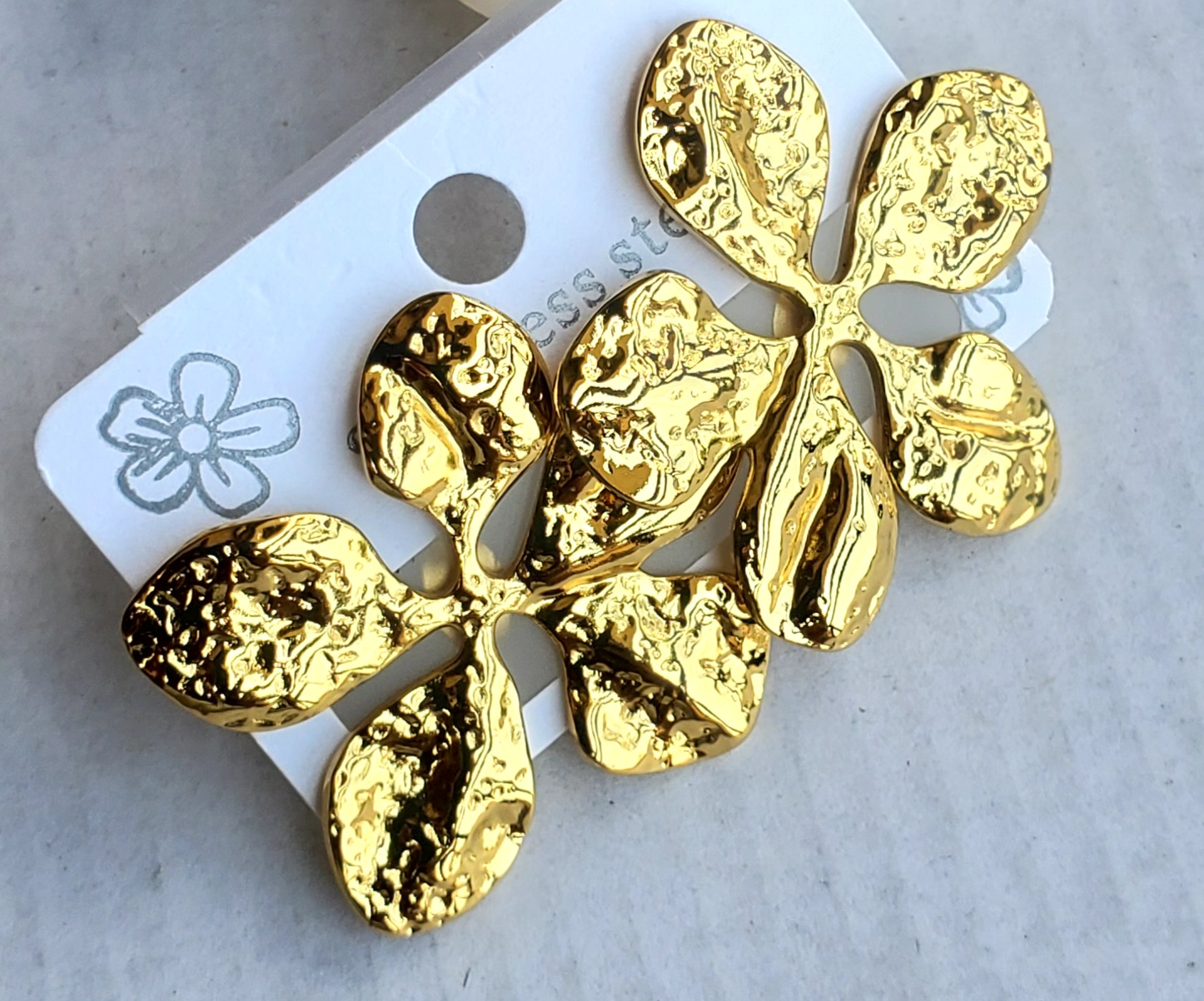 Five Petal Gold Earrings