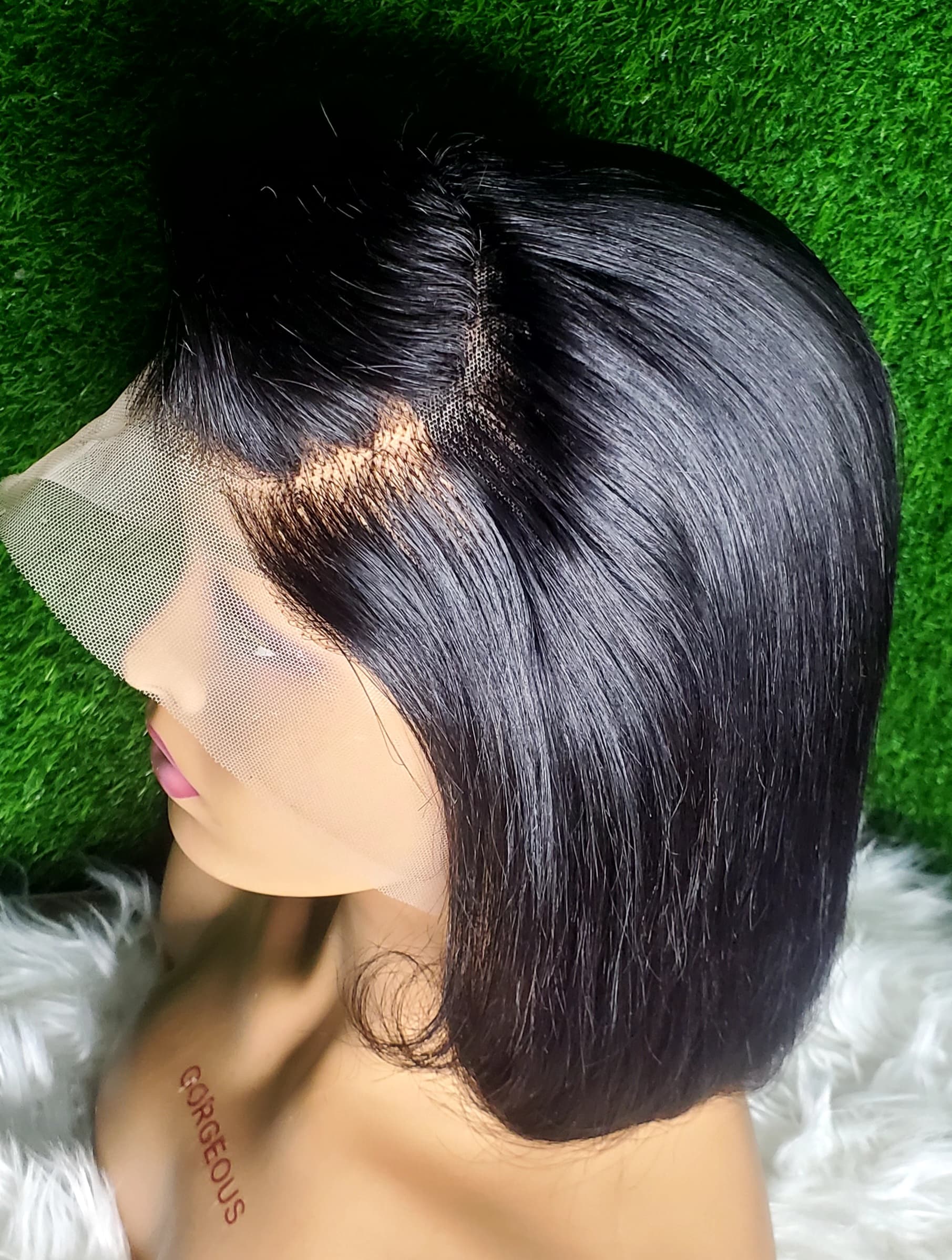 Full frontal 12" black wig