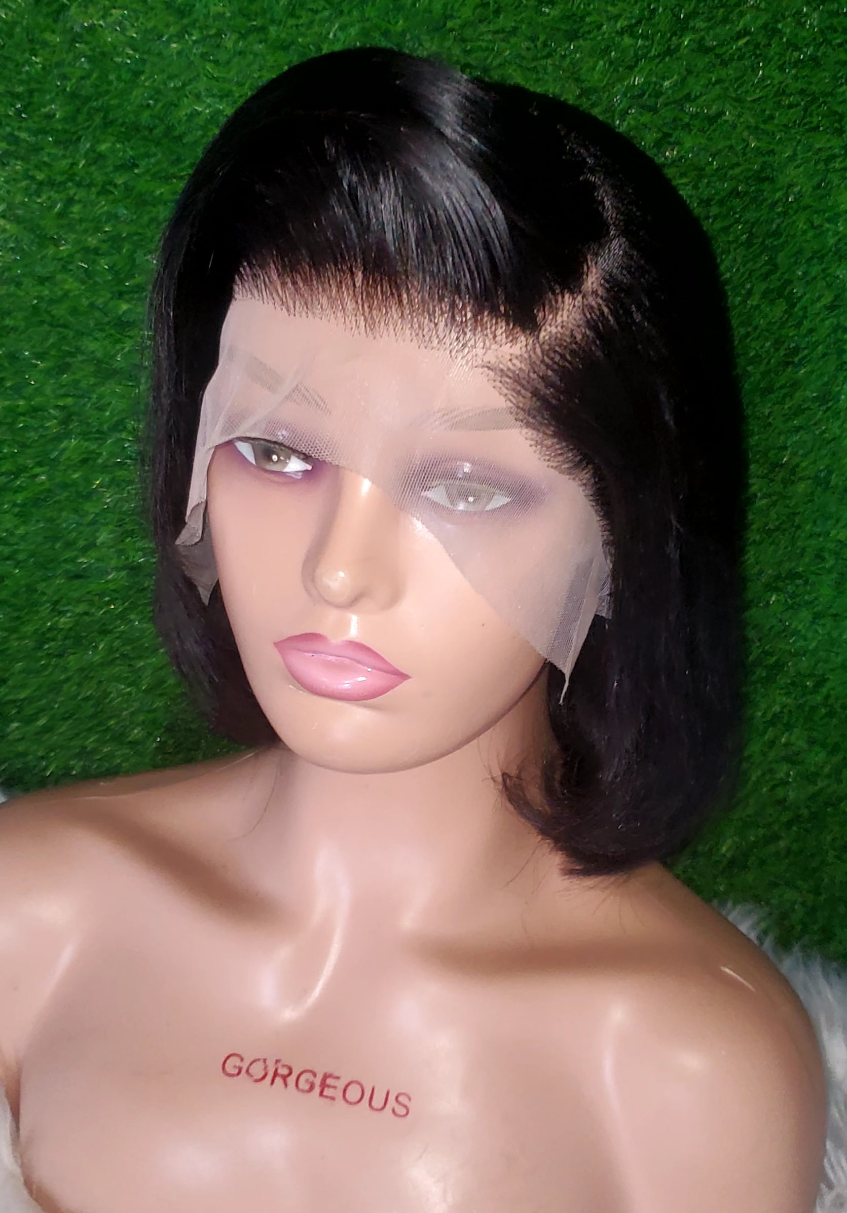 Full frontal 12" black wig