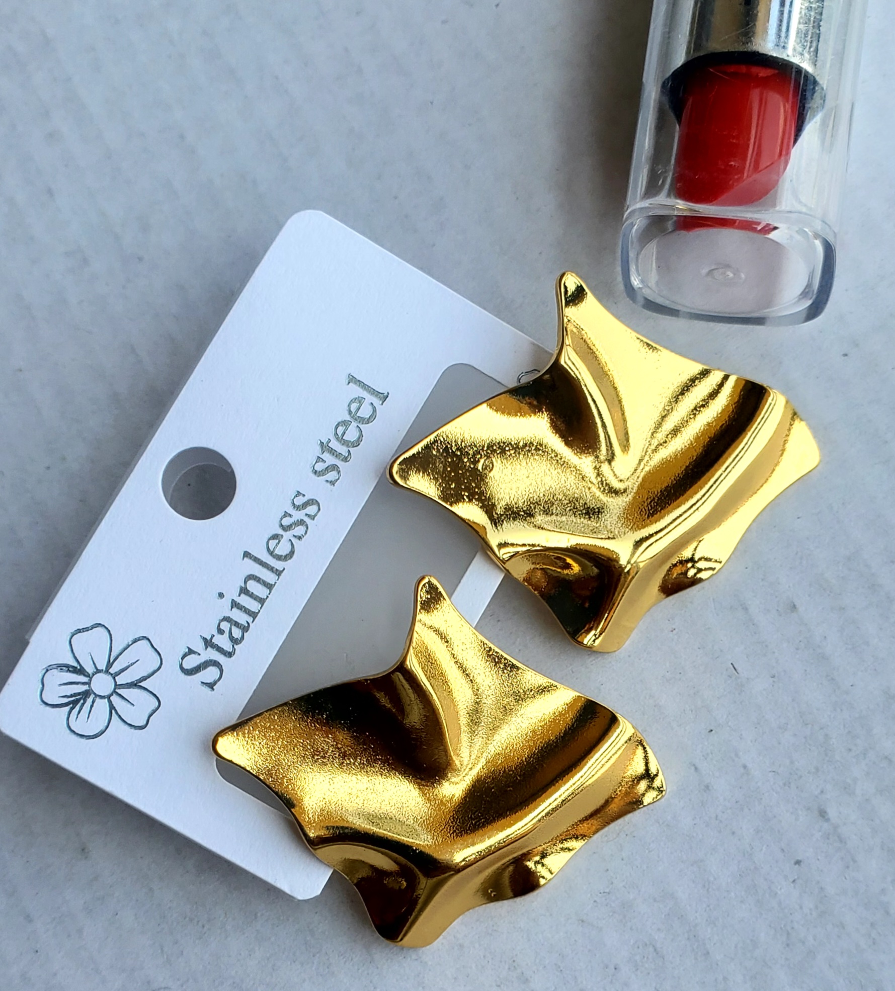 Flow Square Gold Earrings