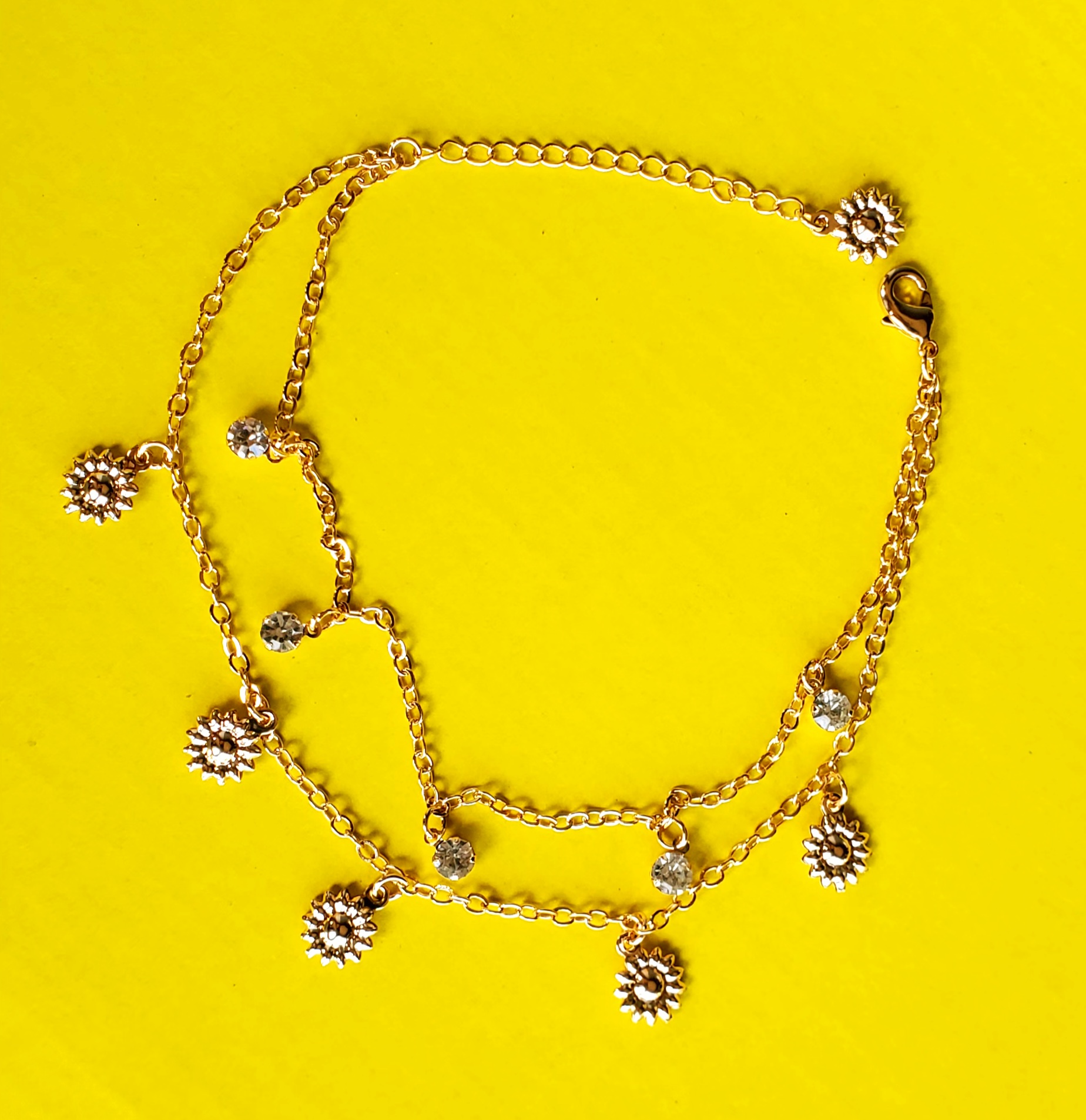Gold Anklet with Dangling Ornaments
